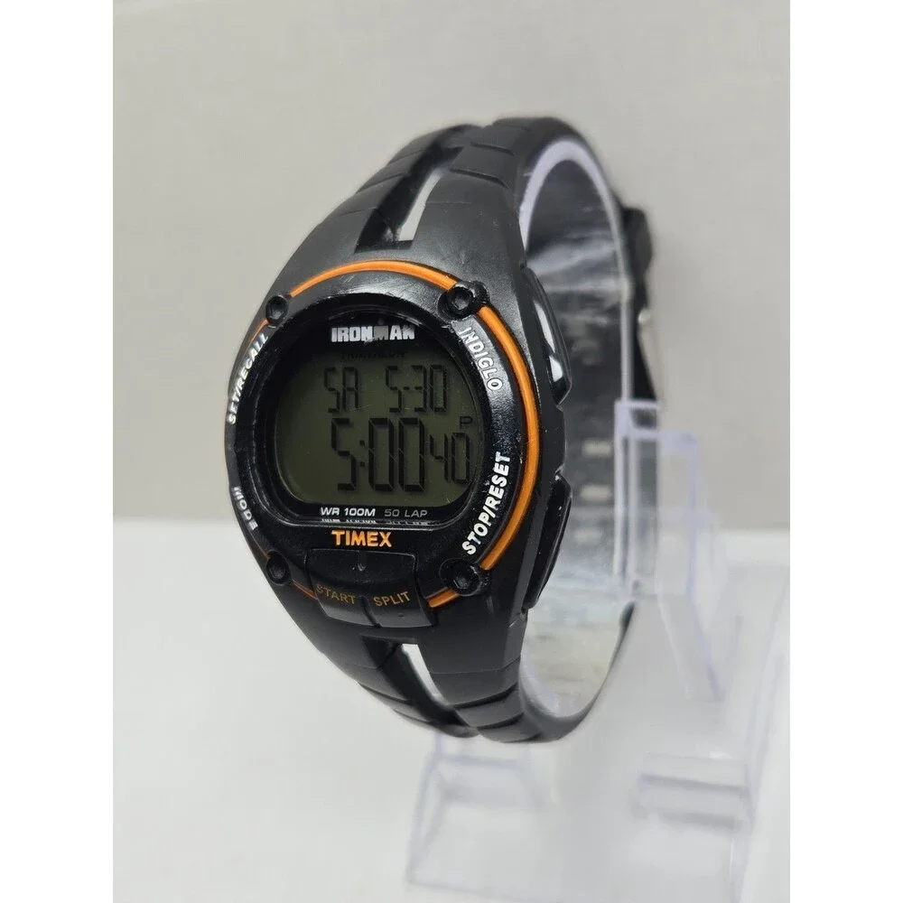 Timex Ironman Triathlon 50 Lap Indiglo 100M Mens 41mm Digital Watch New Battery